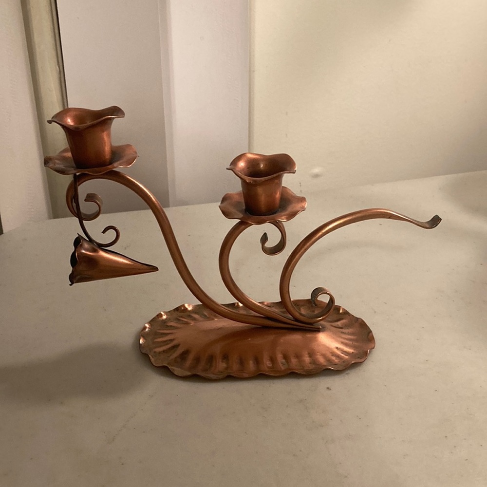 Gregorian Copper Hand Hammered Candlestick Holder #421